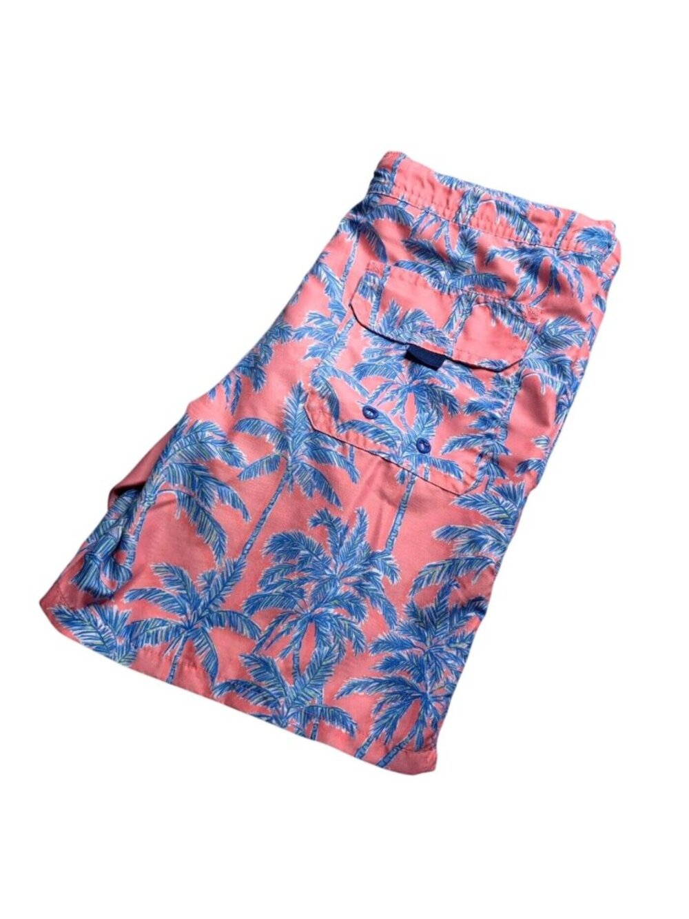 Vineyard Vines Mens Swim Trunks Small Pink & Blue Palm Tree Mesh Lining Elastic